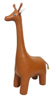 Braune Ledertier Giraffe von Züny, ein dekoratives Accessoire und Spielzeug für Kinder.